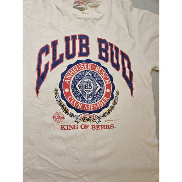 Vintage Club Bud Anheuser Busch Single Stitch T Shirt LargeL VHTF RARE AS IS